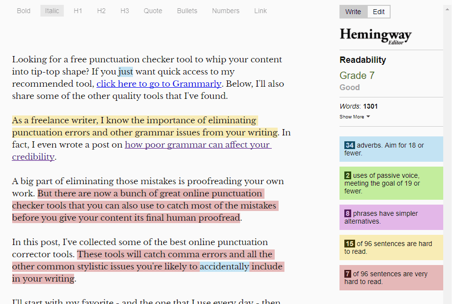 hemingway editor